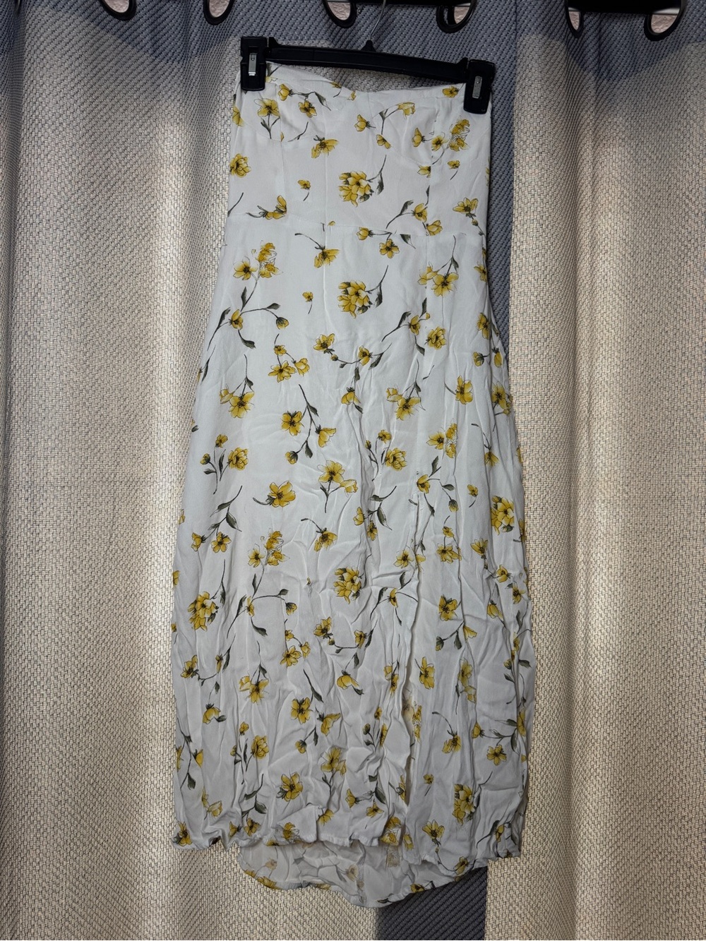 Forever 21 White & Yellow Strapless Floral Midi Dress